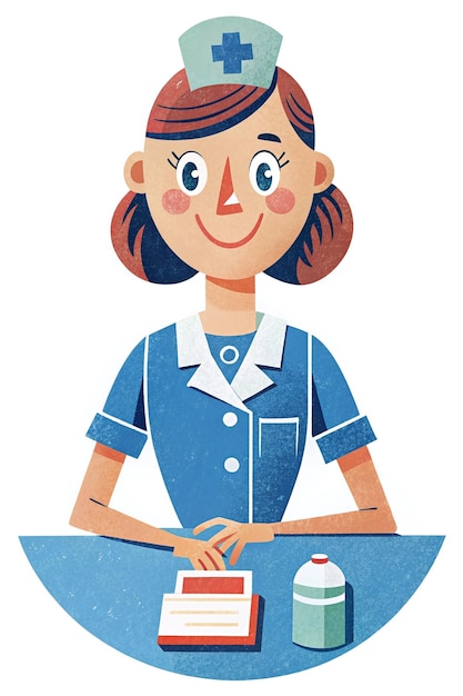 Cheerful Nurse Cartoon Illustration for Healthcare Posters and Flyers