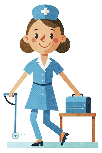 Cheerful Nurse Cartoon Illustration for Healthcare Posters and Flyers