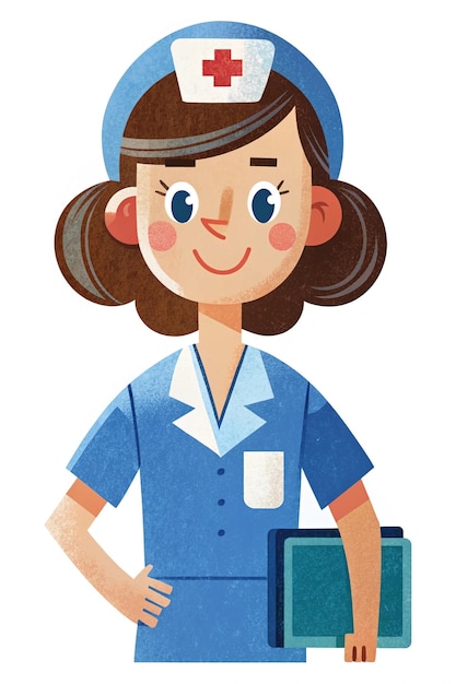 Cheerful Nurse Cartoon Illustration for Healthcare Posters and Flyers