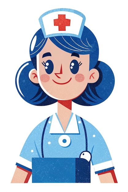 Cheerful Nurse Cartoon Illustration for Healthcare Posters and Flyers