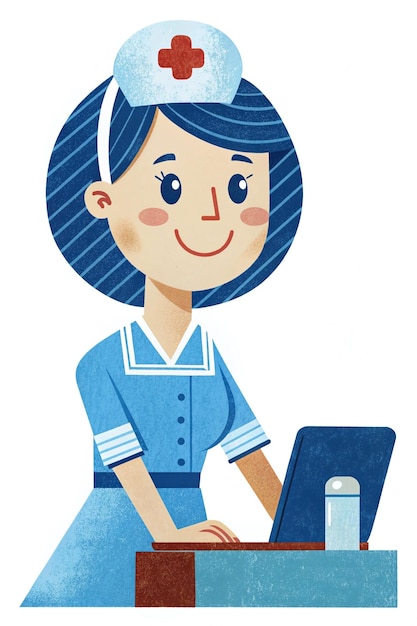 Cheerful Nurse Cartoon Illustration for Healthcare Posters and Flyers