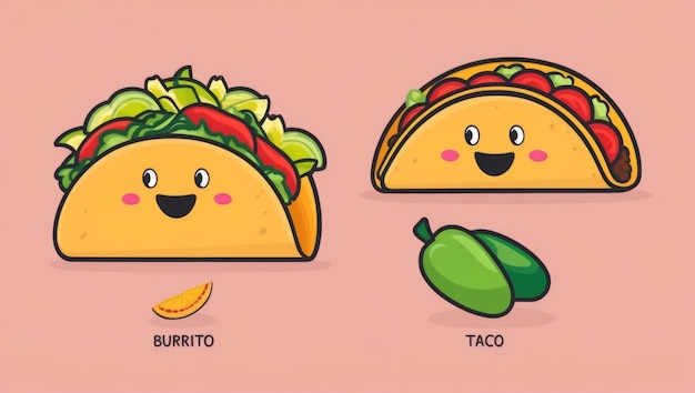 Photo cheerful taco icons representing mexican cuisine and festive flavors