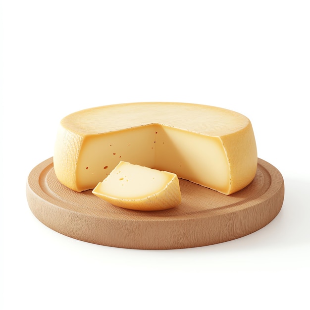 Photo cheese on round board realistic isolated on a white background