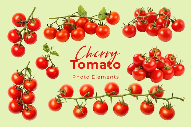 Photo cherry tomato food element set