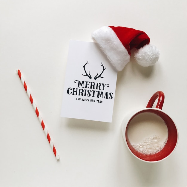 Photo christmas composition with a milk