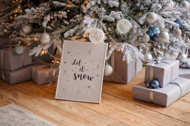 Photo christmas concept decor lettering in frame