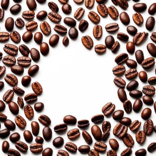 Photo a circle of coffee beans with a circle in the center