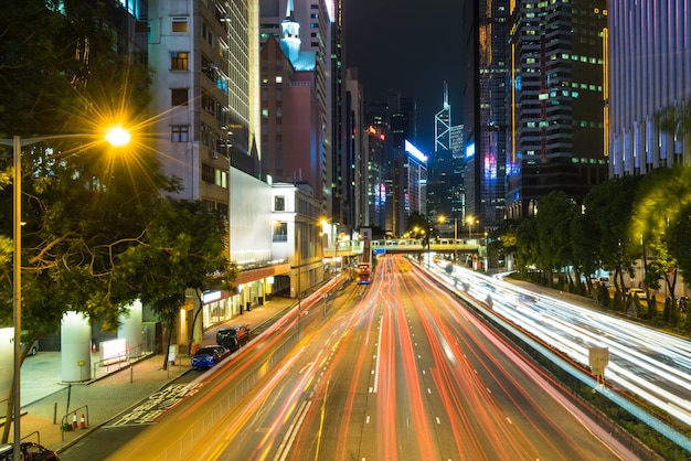 City night scene and car track