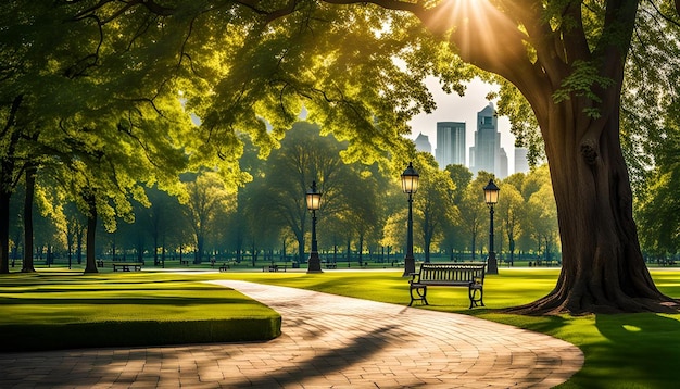 Photo city park on a summer day