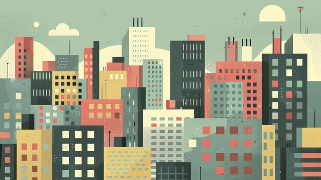 Photo a cityscape flat using simple lines and shapes in a flat design style with vector graphics