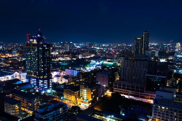 Cityscape at night in Pattaya