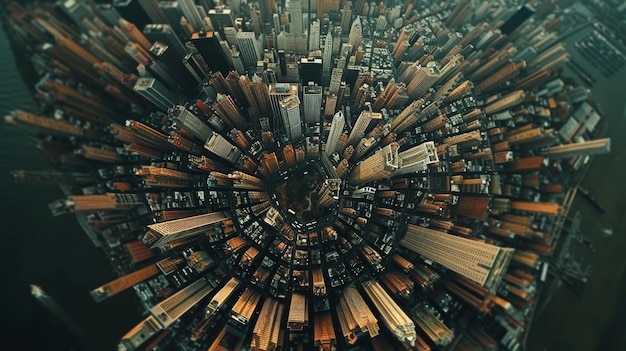 Photo a cityscape with a large circle in the middle