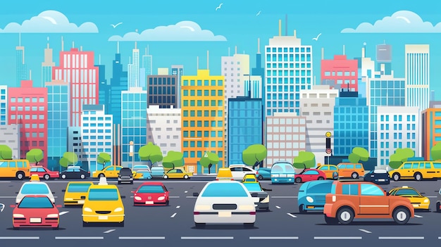 Photo cityscape with traffic and cars