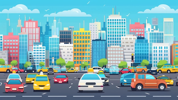 Cityscape with traffic and cars