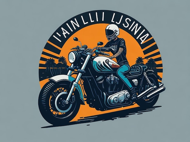 classic motorcycle rider sunset background tshirt design vector illustration