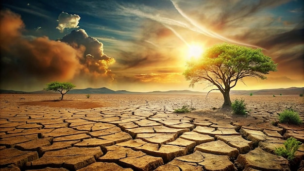 Photo climate change with dry soil