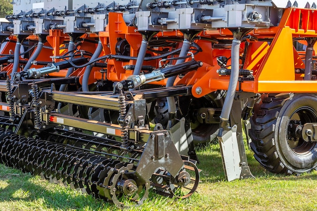 Photo close up of modern planter machine precision