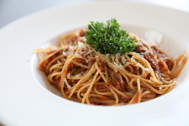 Photo close-up of noodles served in plate