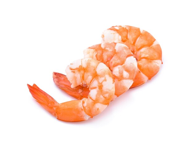 Photo close-up of prawns against white background