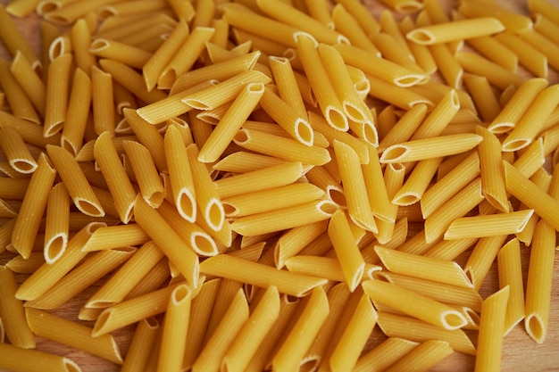 Photo close up top view of pasta penne