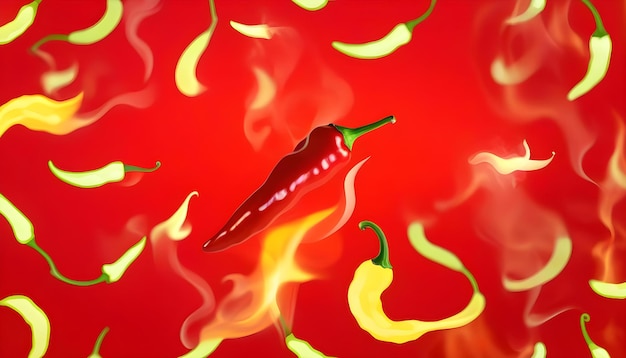 Photo a closeup of a chili pepper with a fiery background