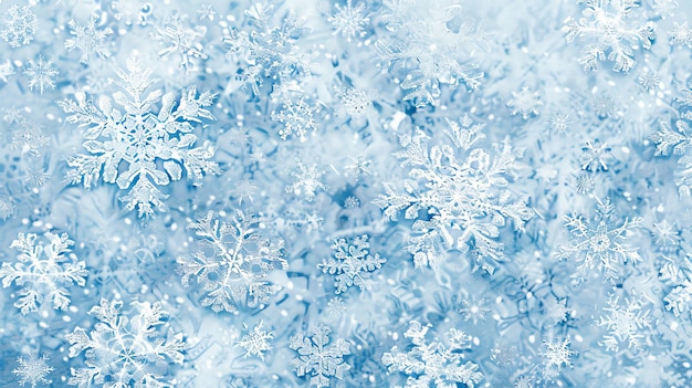 Photo closeup of intricate snowflakes in a winter wonderland