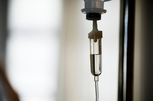 Closeup of IV drip chamber