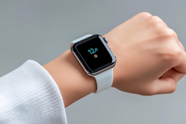 Photo a closeup of a persons wrist wearing a smartwatch showcasing the time technology and style