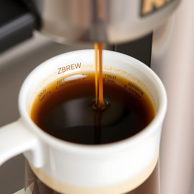 Photo closeup of zenbrew coffee makers brewing process and aroma