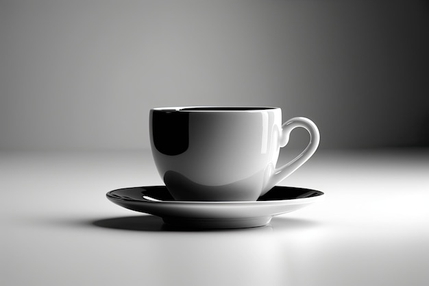 Coffee cup in black and white isolated on a white backdrop