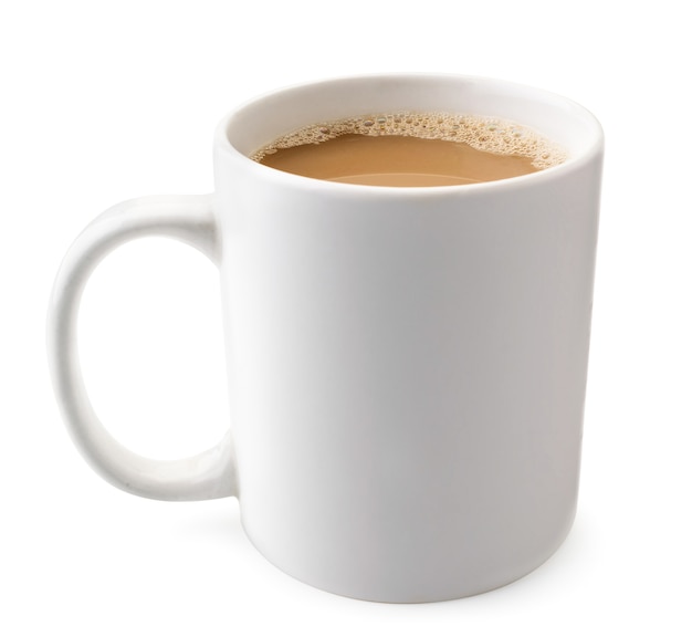 Photo coffee cup closeup on white isolated