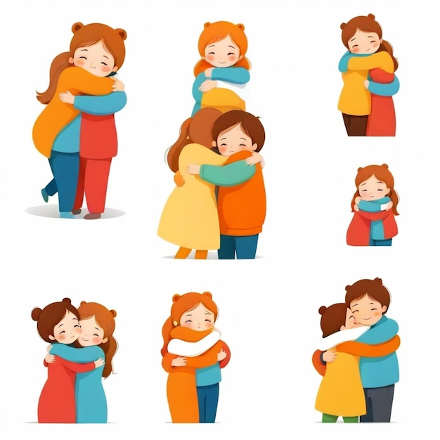 Photo a collage of pictures of a couple hugging and hugging