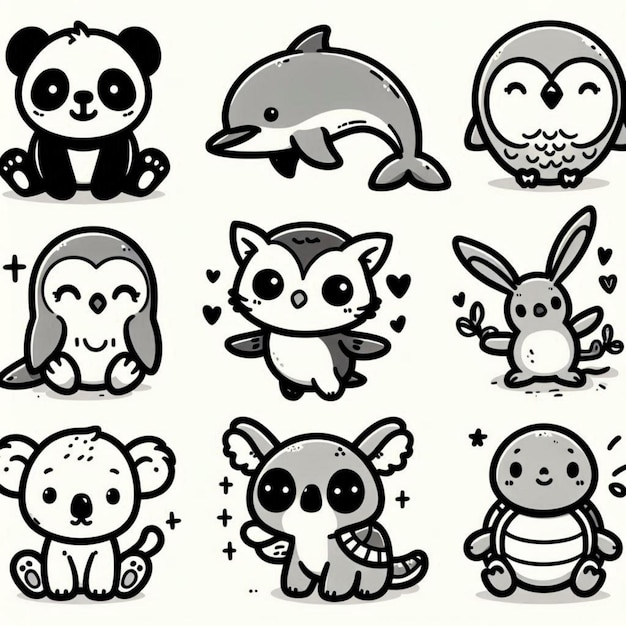 Photo a collection of animals including one that has the word panda on it