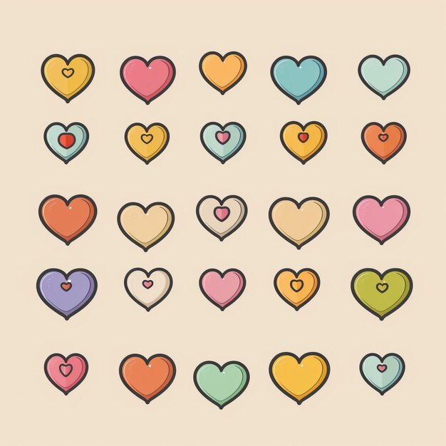 Photo a collection of different colored hearts