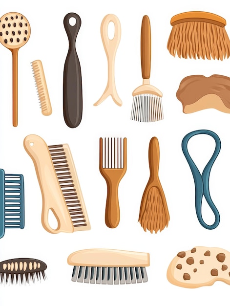 Photo collection of grooming and cleaning brushes