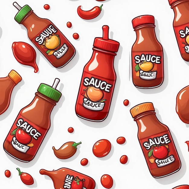 Photo a collection of ketchup bottles with the word hot sauce on them