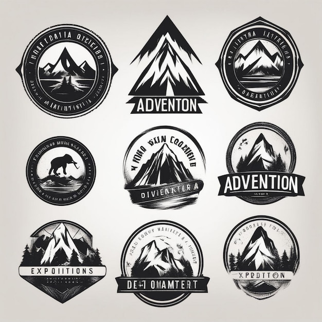 Photo a collection of logos for a mountain lodge