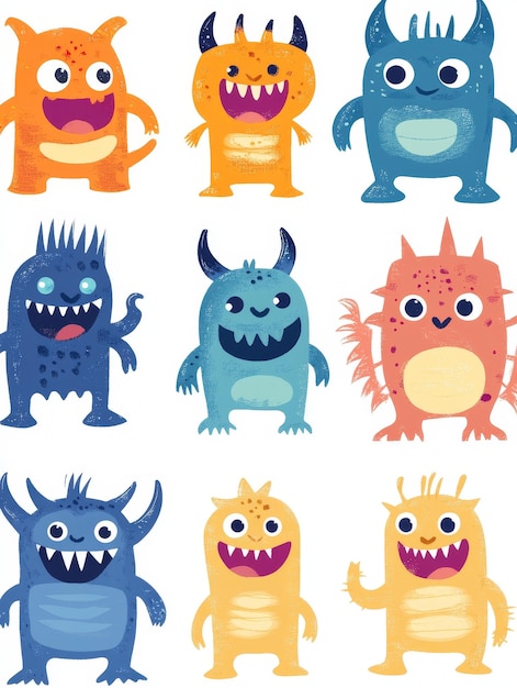 Photo collection of nine cheerful monsters