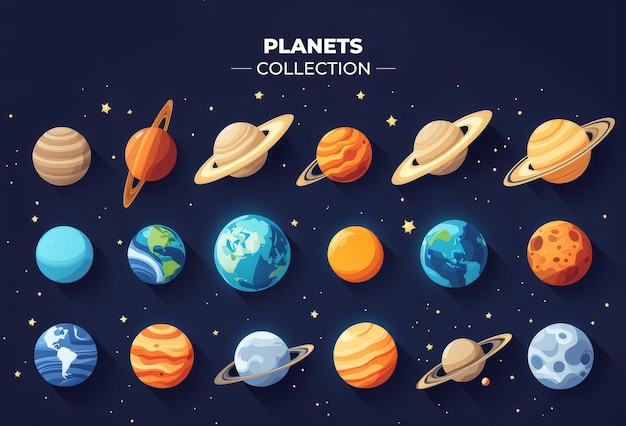 Photo collection set of planets elements