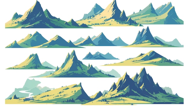 Photo collection of stylized mountain range illustrations