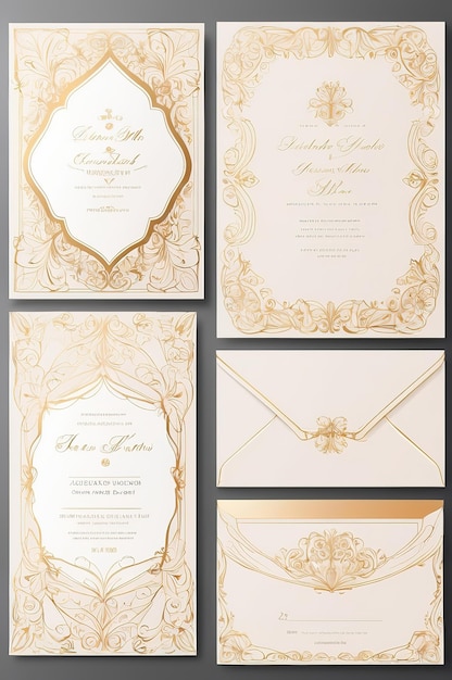 Photo a collection of wedding invitations including gold and gold