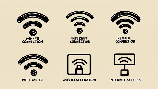 Photo a collection of wifi symbols and icons representing connectivity