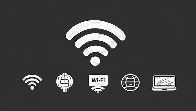 Photo a collection of wifi symbols and icons representing connectivity