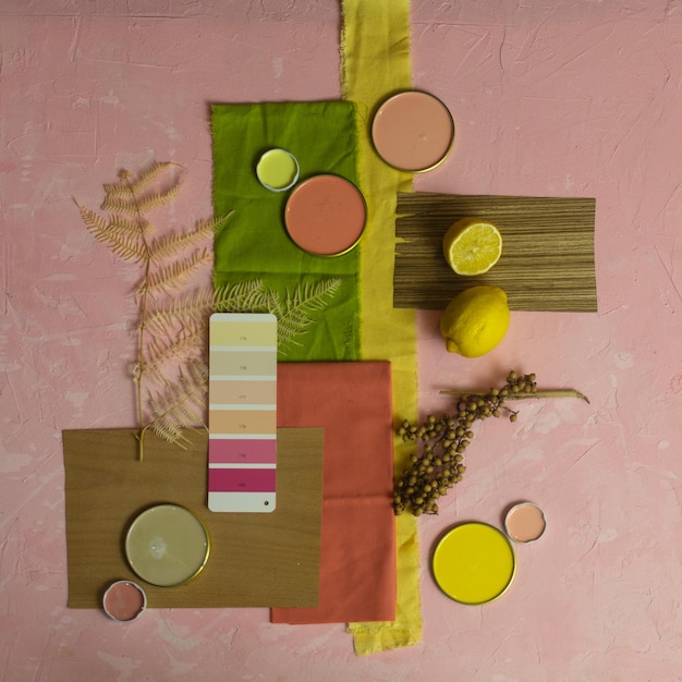 color palette mood board for interior design and decor