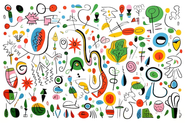 Photo a colorful abstract drawing of various objects