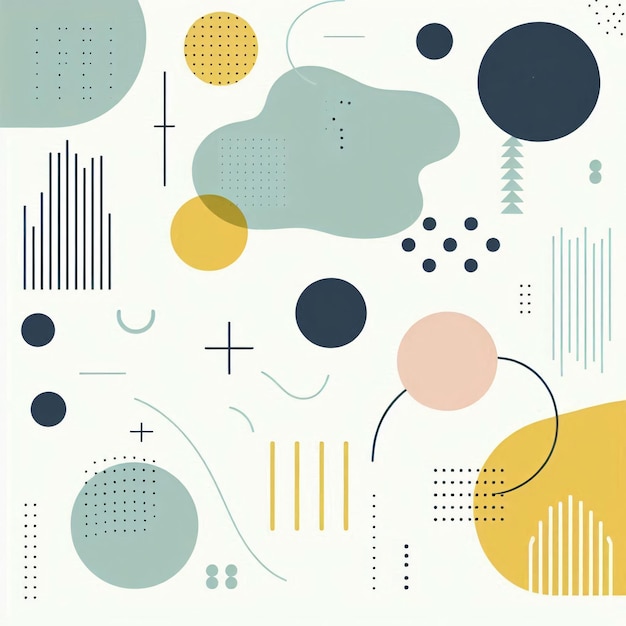 a colorful background with different shapes and dots and dots