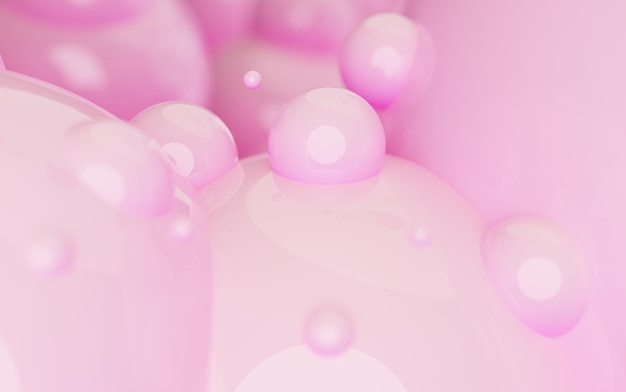 Colorful balls abstract wallpaper and background. Pattern design for trendy poster, flyer, banner, card, cover, brochure. Pastel ball, bubbles floating on the air, gum, pastel pink spheres. 3d render