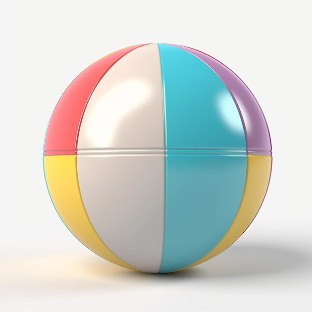 A colorful beach ball is shown on a white background.