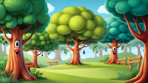 Colorful Cartoon Tree