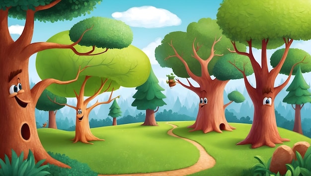 Colorful Cartoon Tree